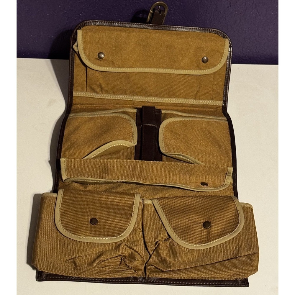 Vintage J Peterman Handcrafted Leather Toiletry Bag Accessory Roll Shave Unisex - Picture 2 of 5